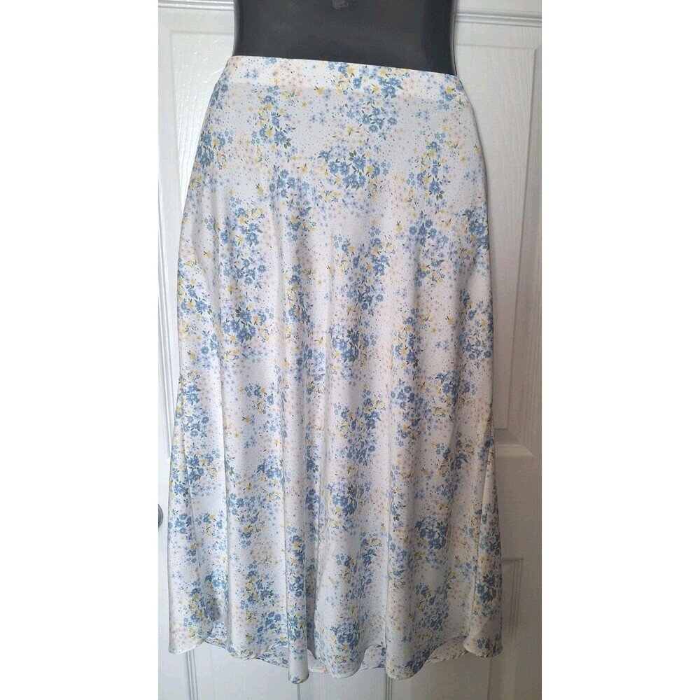 Womens Satin Midi Slip Skirt Ditzy Floral Forever 21 Romantic Coquette 1X Pastel